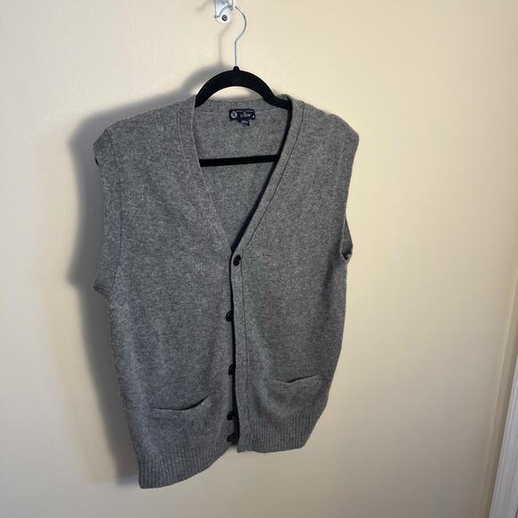 J. Crew Men's Lambswool Button Knit Sweater Vest Medium Gray Preppy - Picture 5 of 9